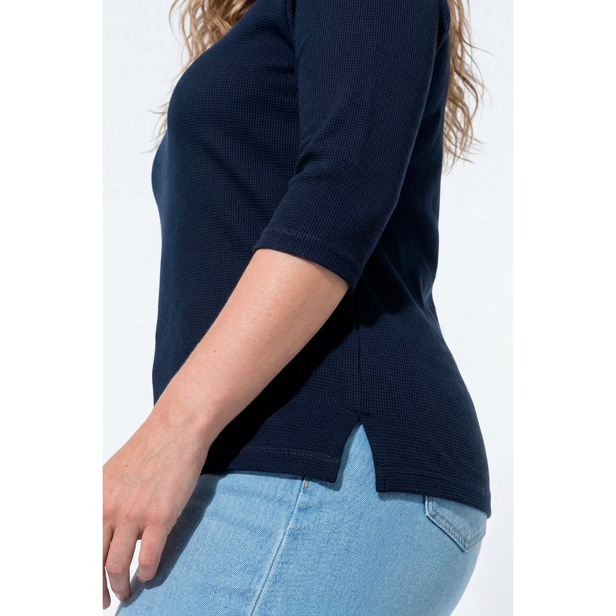 Sweat-shirt en piqué de coton bio marine, ULLA POPKEN