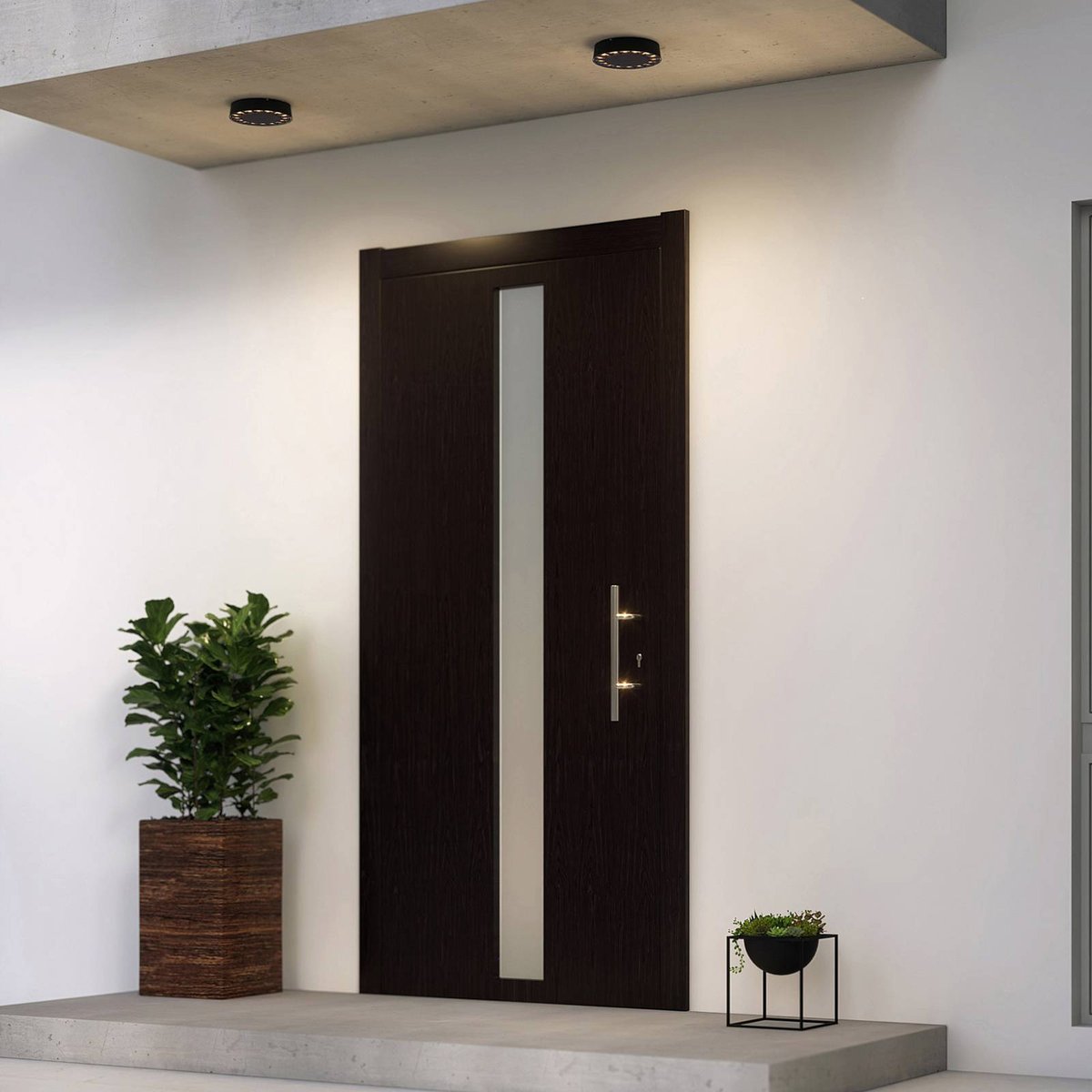 Plafonnier extérieur en aluminium moderneLED noir, LUCANDE