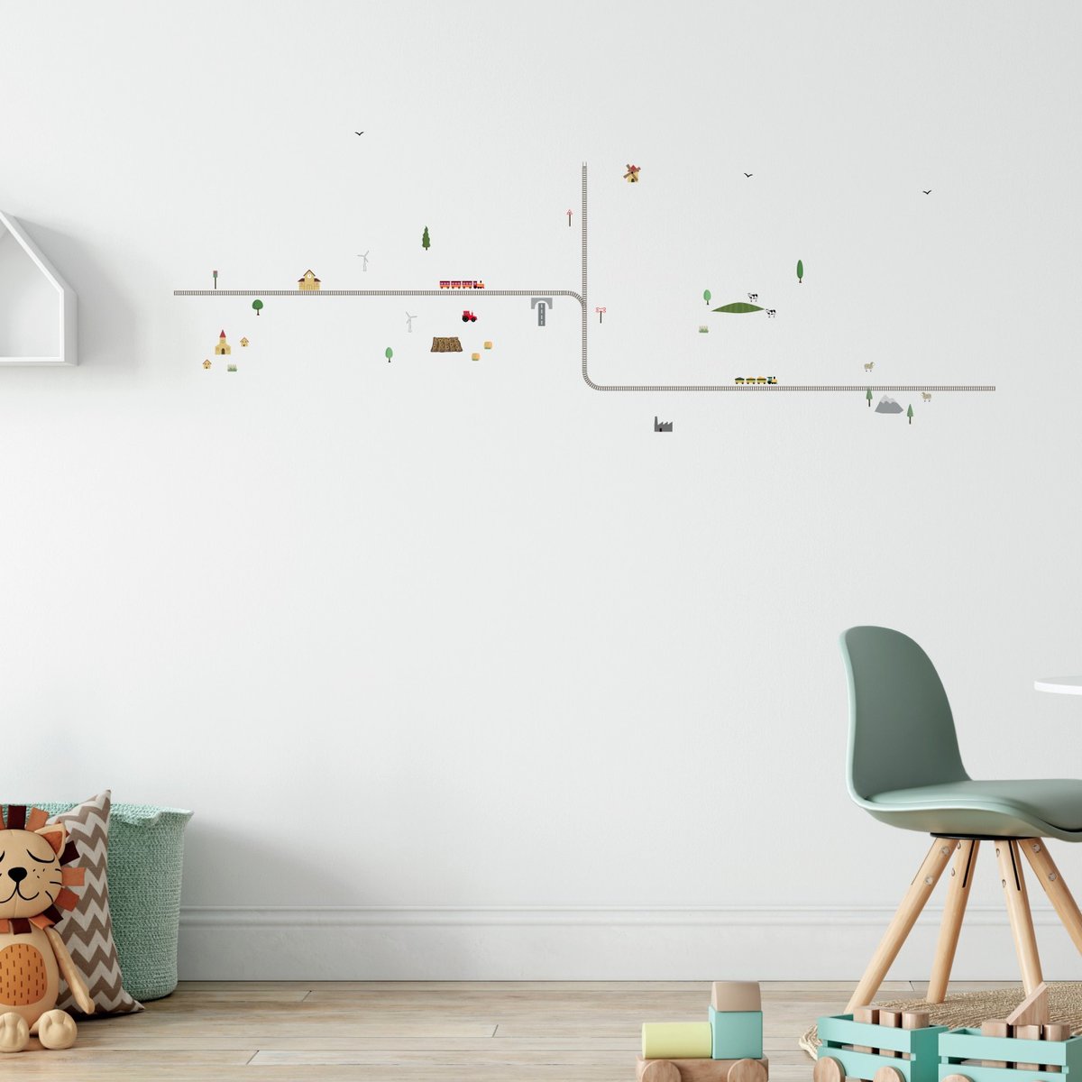 Sticker Mural Frise Voyage en Train 2m multicolore, ARCHIV