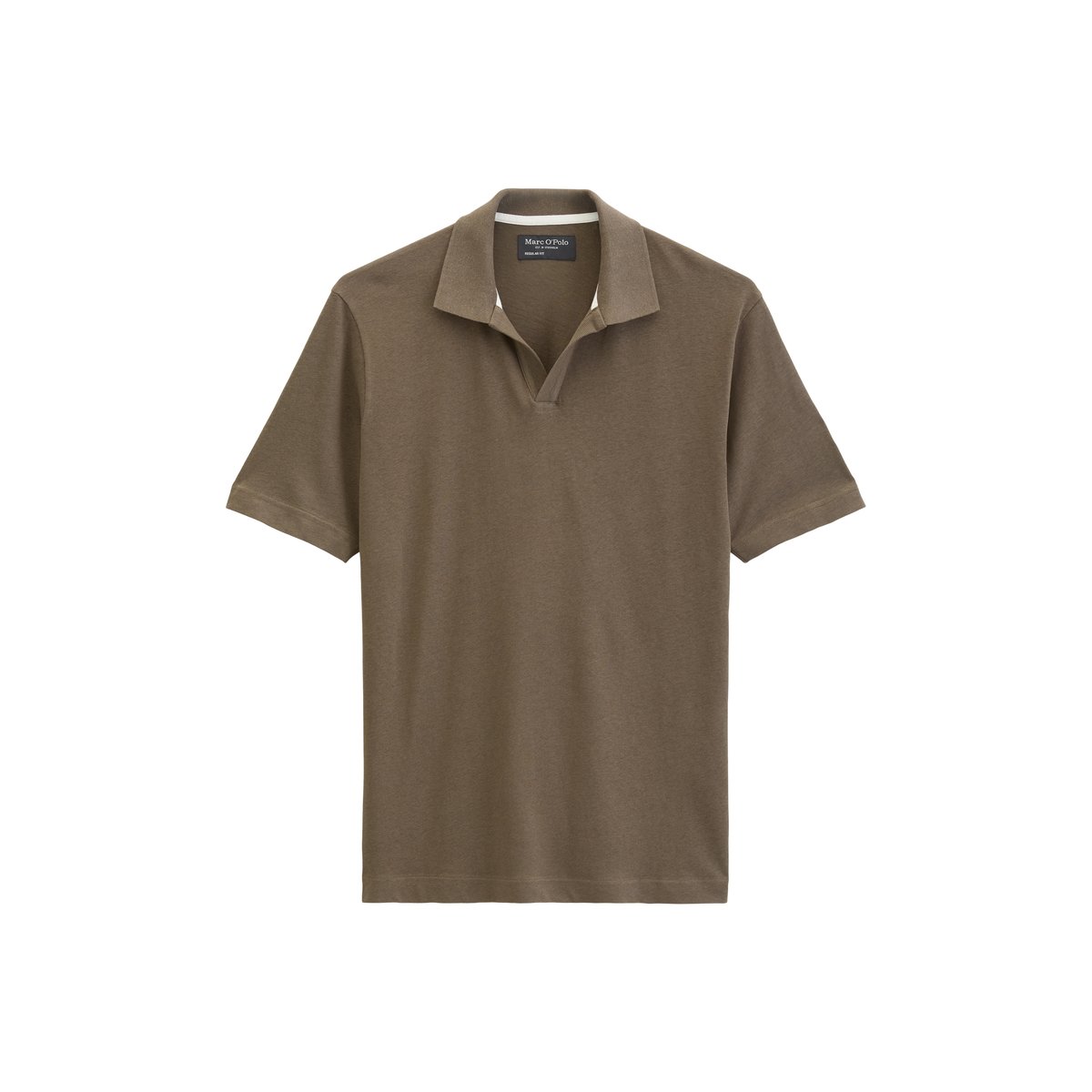 T-shirt regular en coton et lin mélangés marron foncé, MARC O'POLO