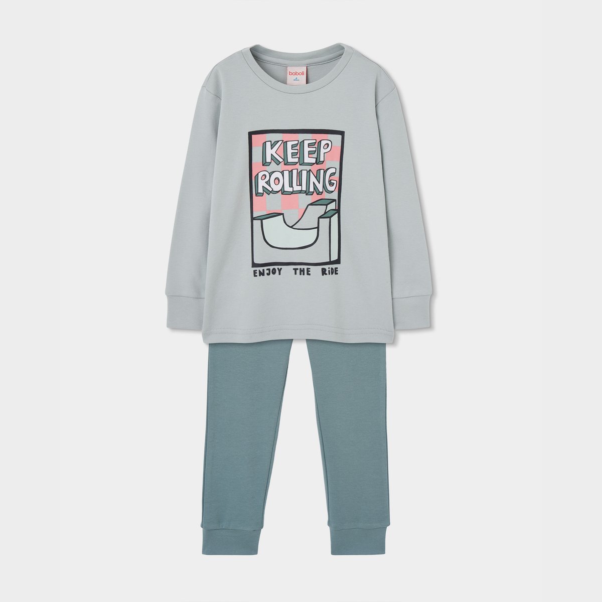 Pyjama garçon imprimé Keep Rolling vert, BOBOLI