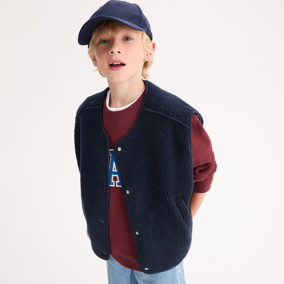 Gilet sans manches en sherpa bleu marine, LA REDOUTE COLLECTIONS
