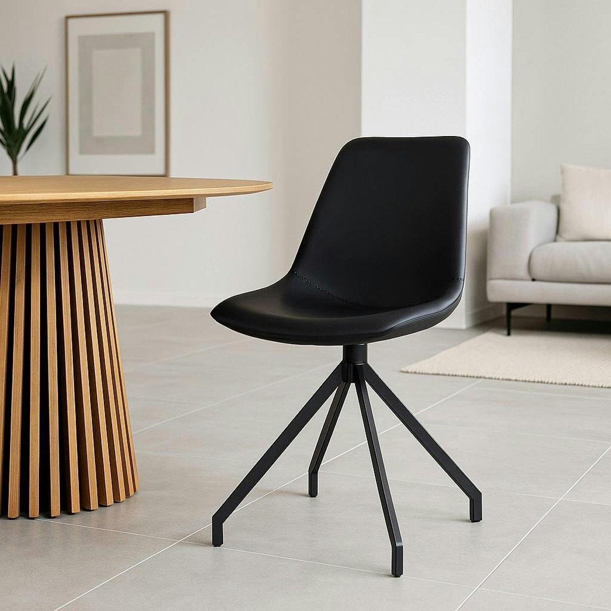 Chaise pivotante avec couture (lot de 2) AMSTERDAM noir, PIER IMPORT