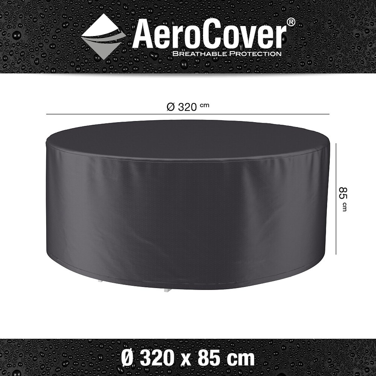 Round Garden Set Cover 320x85cm grey, AEROCOVER