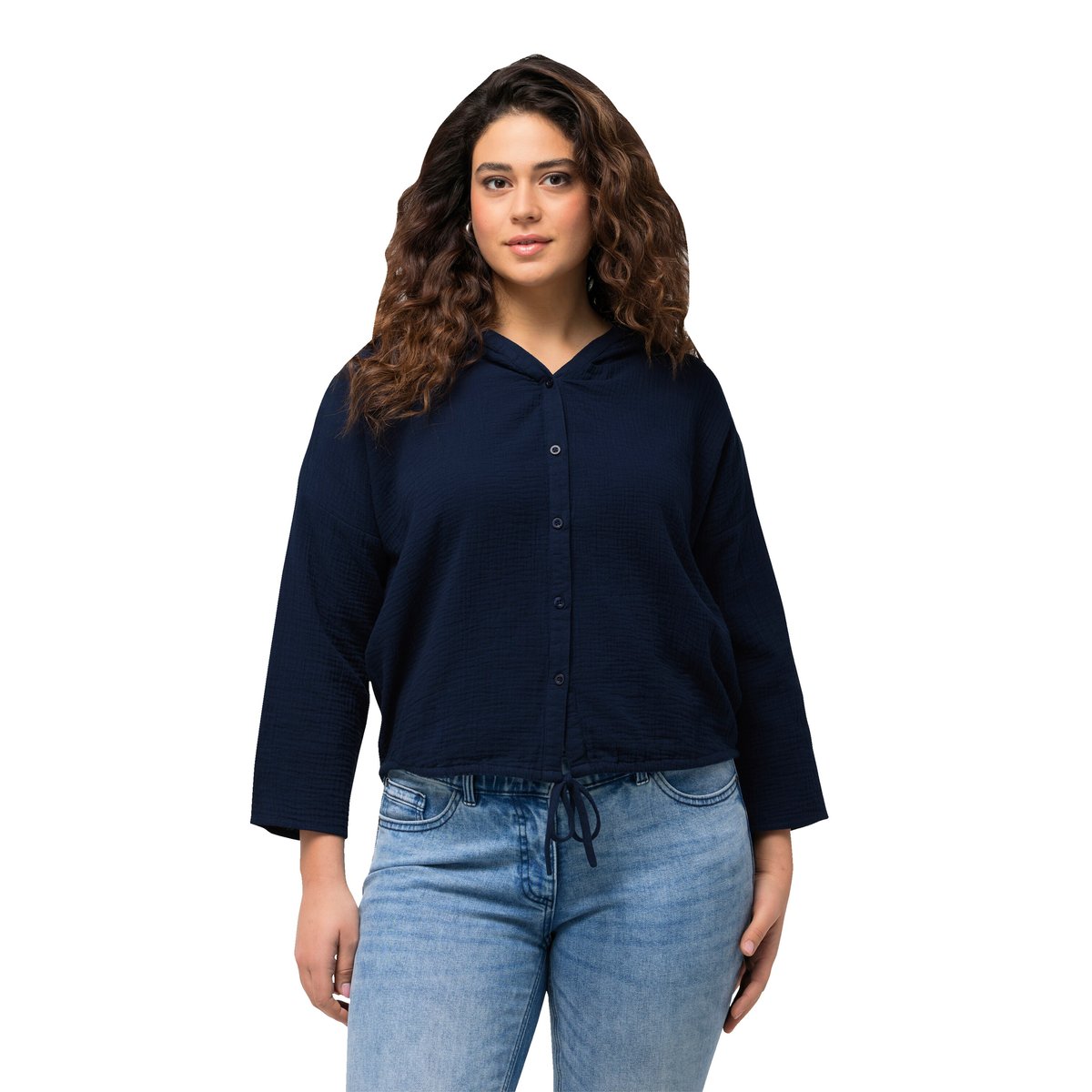 Blouse oversized en mousseline oversized bleu encre, ULLA POPKEN