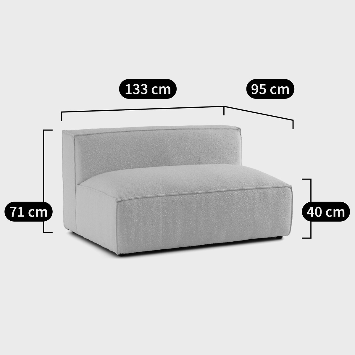 Elément banquette pour canapé modulable, 2 places, en velours texturé, SEVEN ocre, LA REDOUTE INTERIEURS