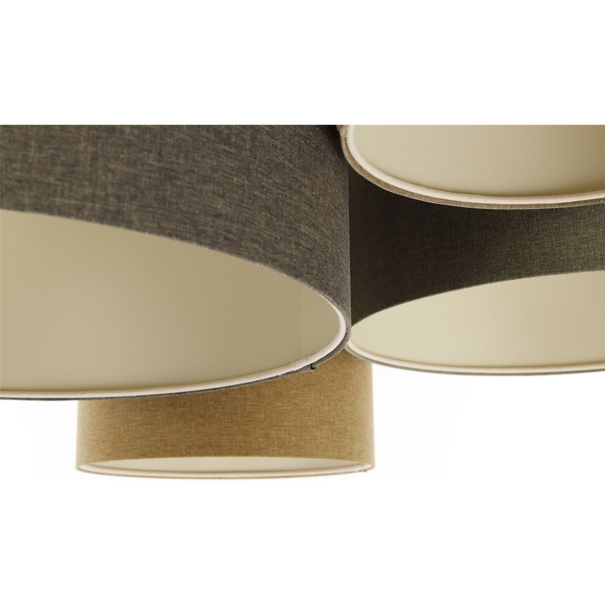 Plafonnier ovale en tissu, BOHO ELEGANT beige crème en tissu structuré, BPS KONCEPT