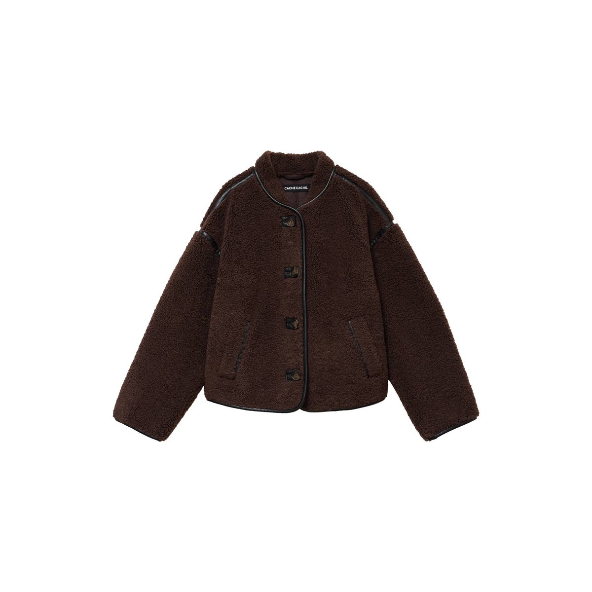 Veste effet polaire manches longues marron foncé, CACHE CACHE
