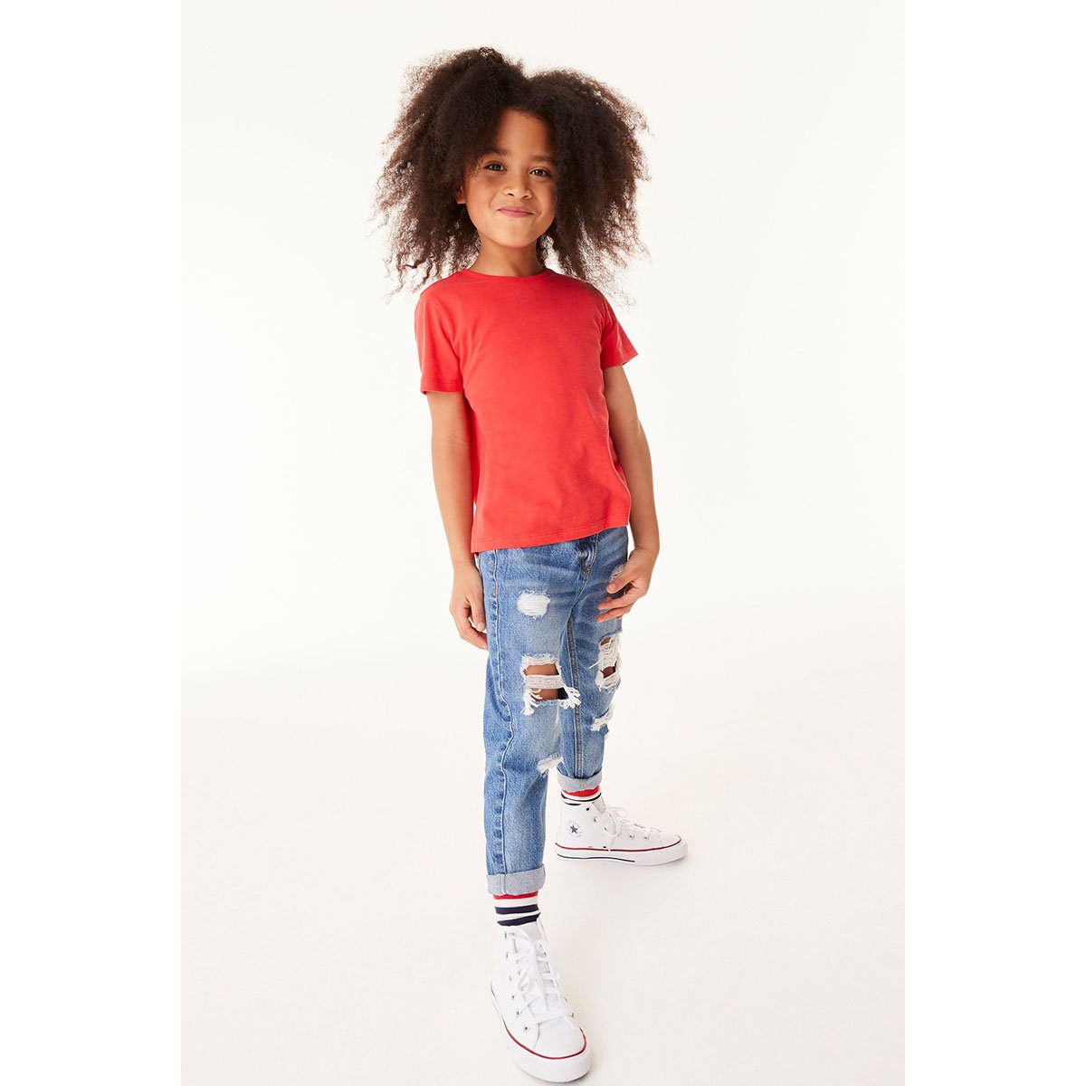 Jean Mom bleu vif usé, NEXT
