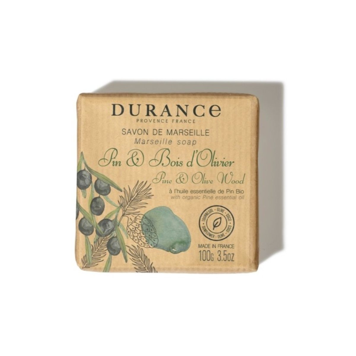 Savon solide PIN & BOIS D'OLIVIER couleur unique, DURANCE