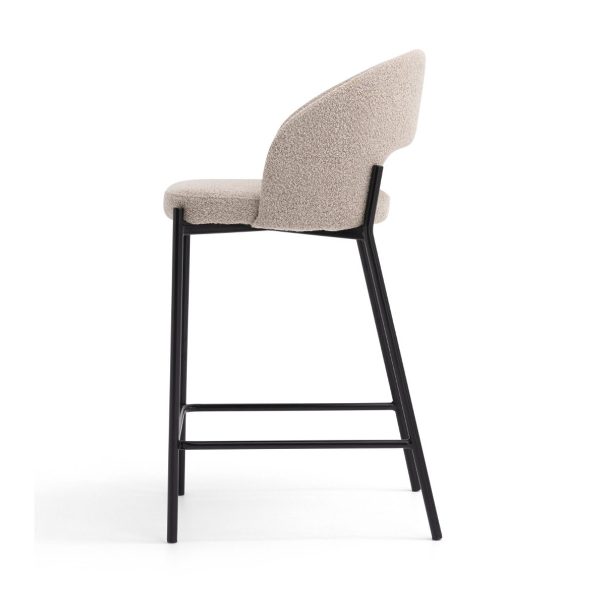 Lot de 2 chaises de bar en tissu bouclette et métal H65cm- SOREN beige chiné, DRAWER
