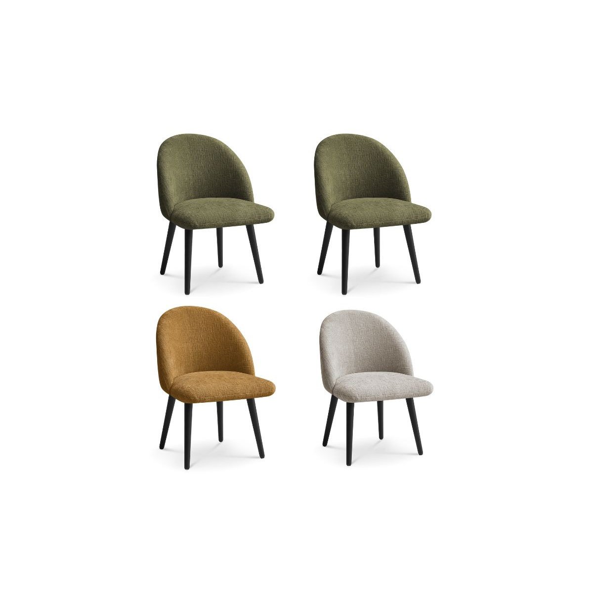 Lot de 4 chaises tissu texturé, LALIE multicolore 2, BOBOCHIC