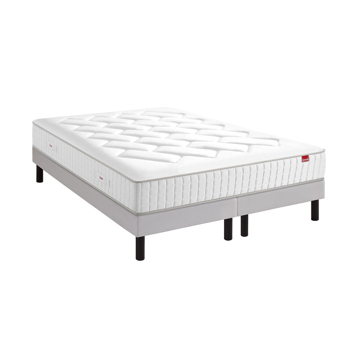 Ensemble matelas 620 ressorts l'Authentique + sommier tapissier gris souris, EPEDA