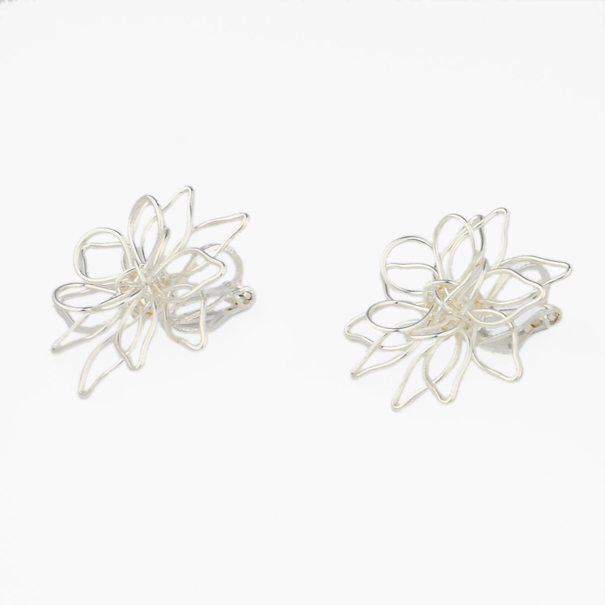 Boucles d'oreilles clips - fleurs filaires argentées argenté, BALABOOSTE