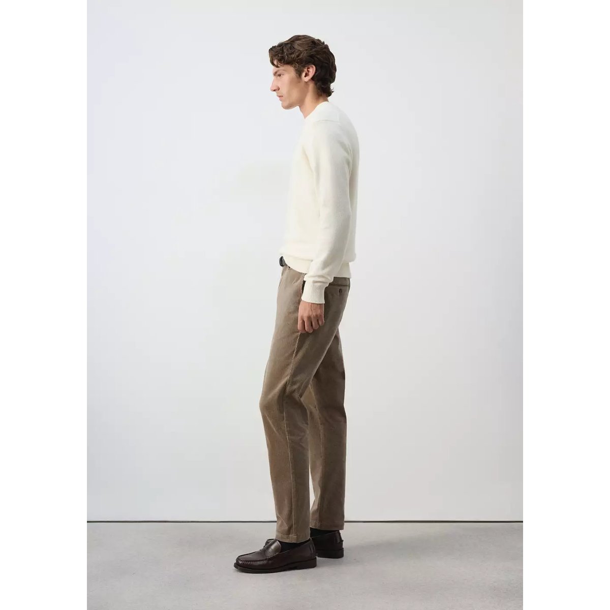Pantalon velours côtelé slim-fit tabac, MANGO MAN