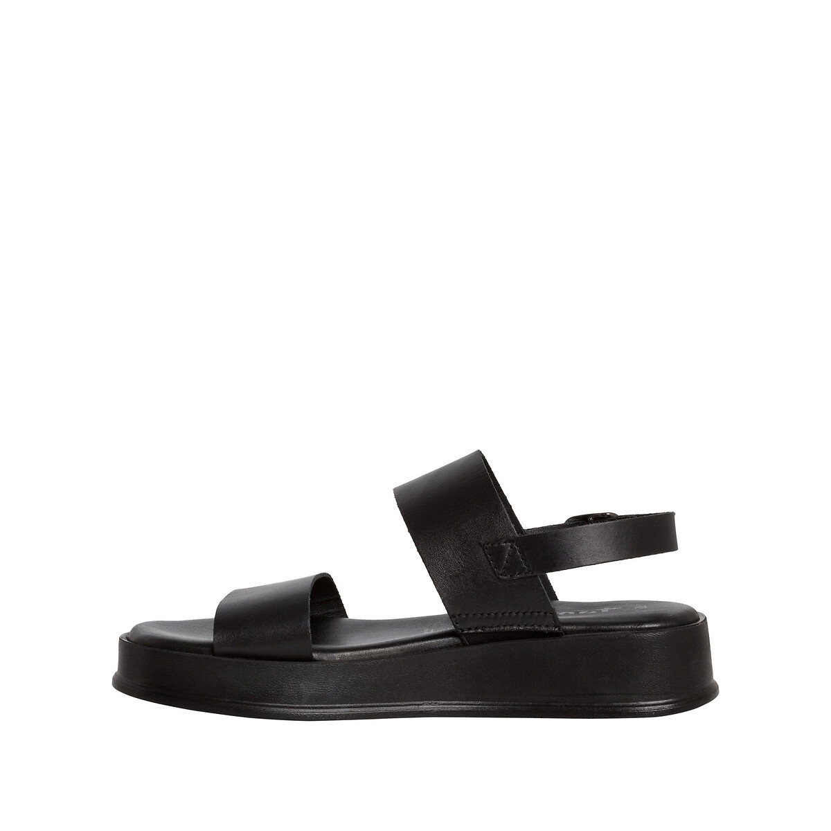 Sandales plateforme en cuir noir, TAMARIS