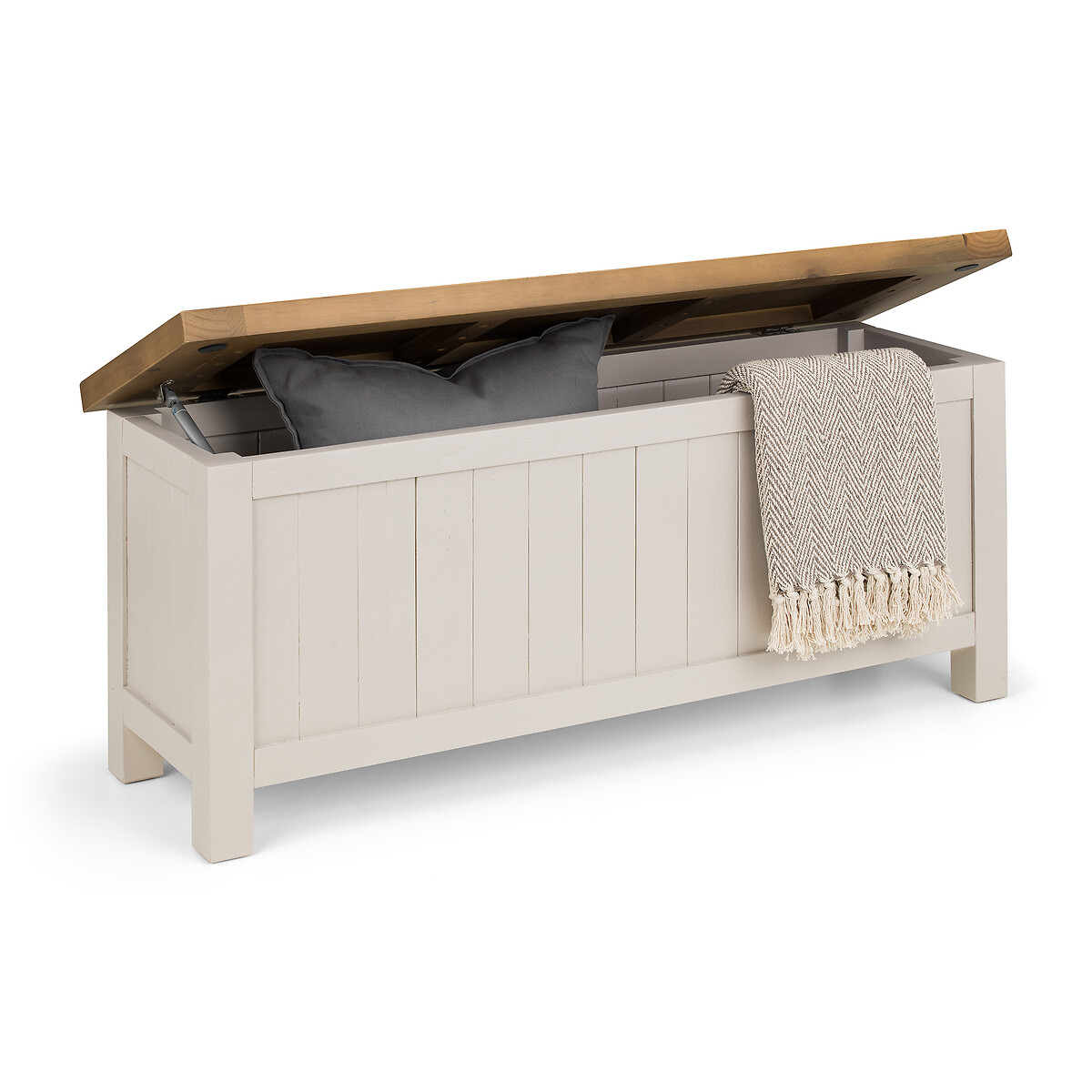 Shenandoah Reclaimed Pine Storage Dining Bench light greige, SO'HOME
