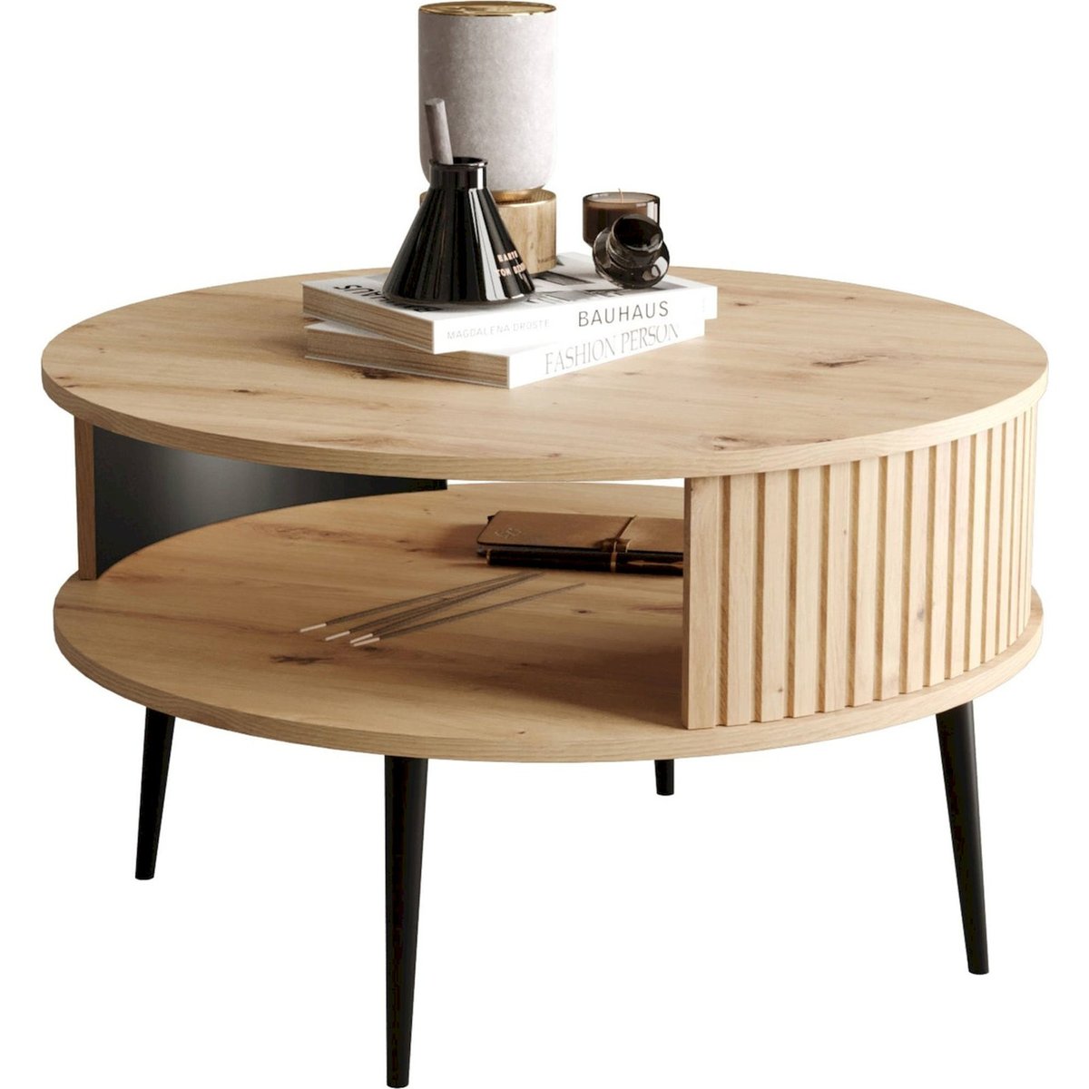 Table basse ronde collection PIVIANO noir mat, RECOLLECTION