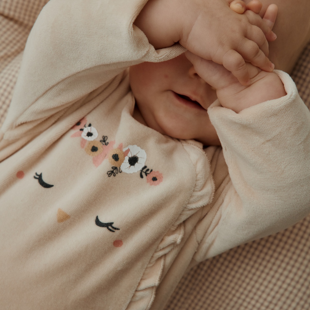 Lot de 2 pyjamas bébé en velours ouverture zippée Perle ecru, PETIT BEGUIN