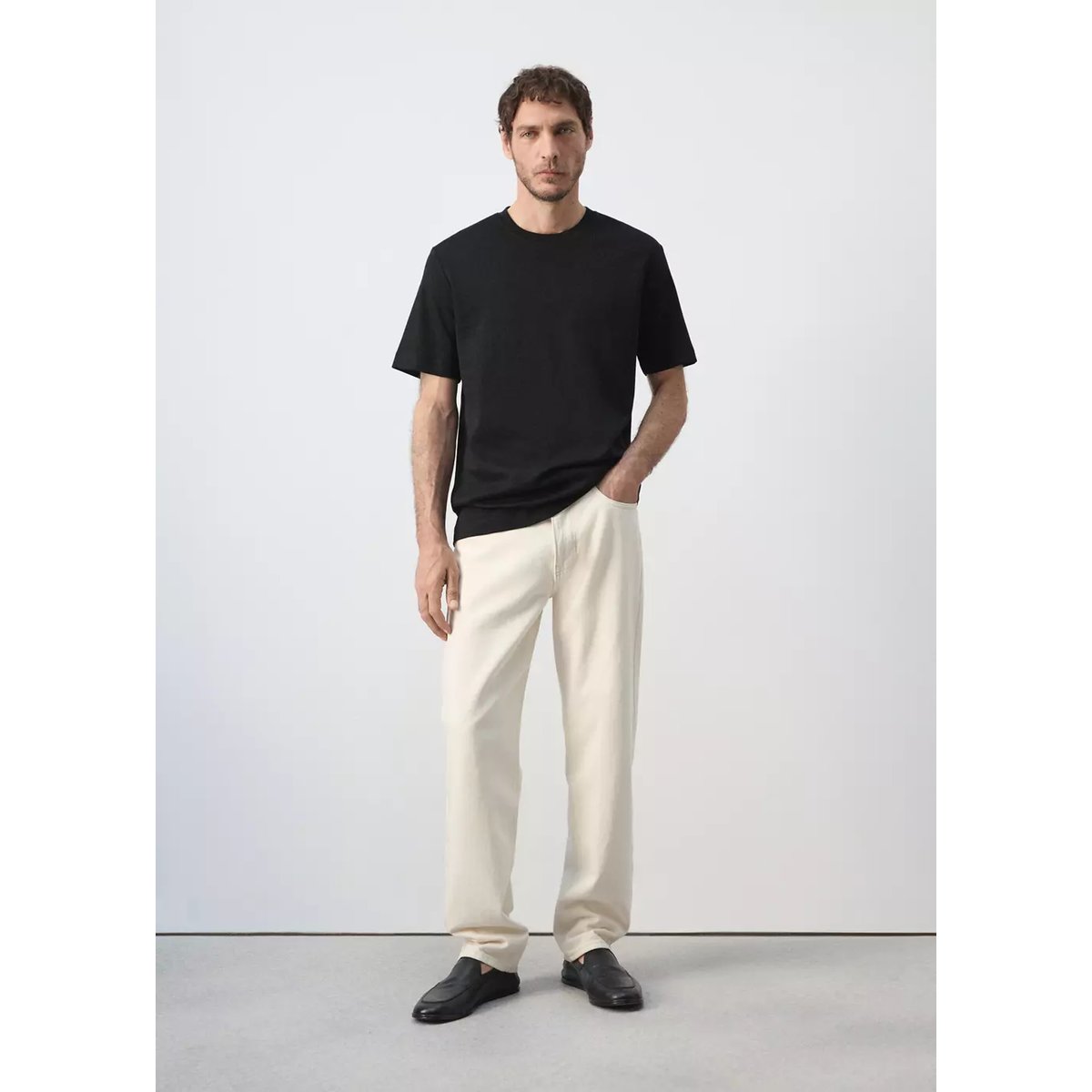 T-shirt regular fit 200 g/m² noir, MANGO MAN