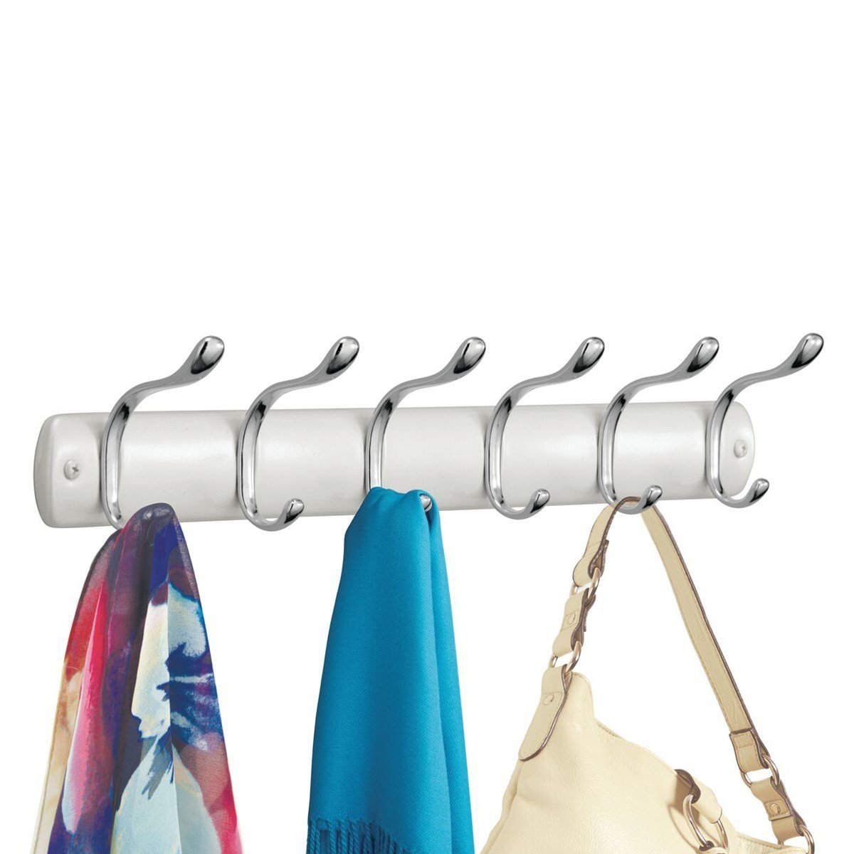 Patère porte manteau 6 crochets brosse brushia blanc, IDESIGN
