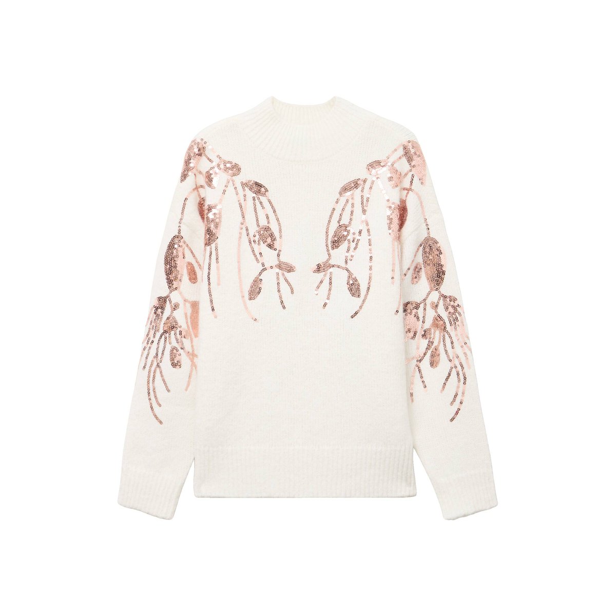 Pull col rond manches longues sequins ecru, BREAL