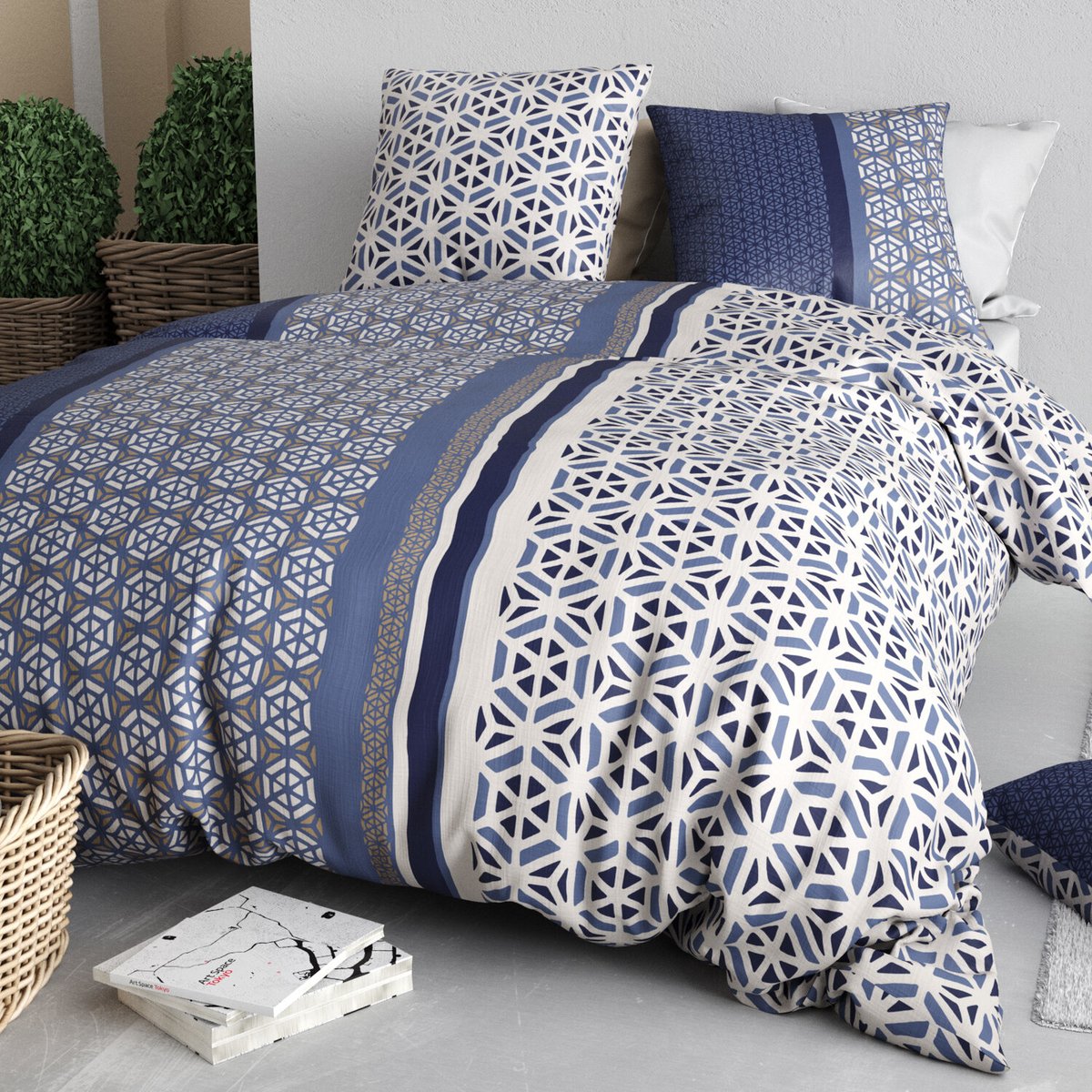 Parure housse de couette en coton imprimée, Mil multicolore, ATELIER DU COTON