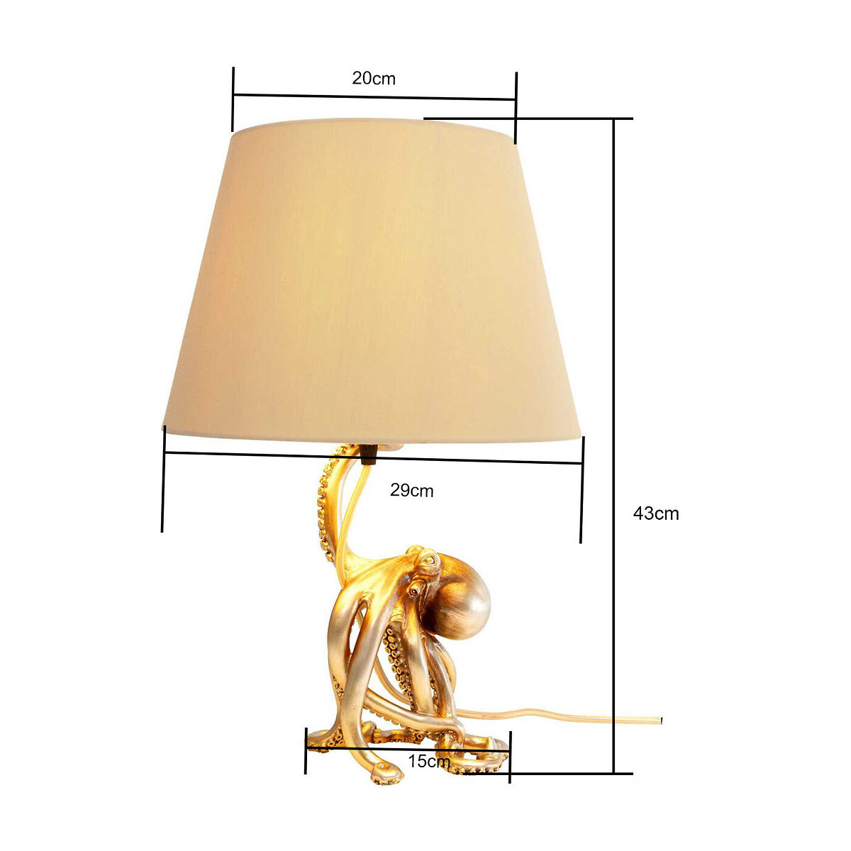 Lampe à poser Octopus noir 43cm beige, KARE DESIGN