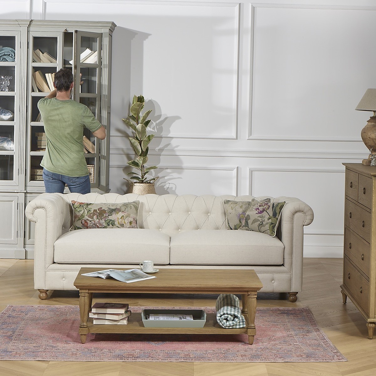 Table basse rectangulaire style shabby chic en chêne EDINBURGH marron, ROBIN DES BOIS