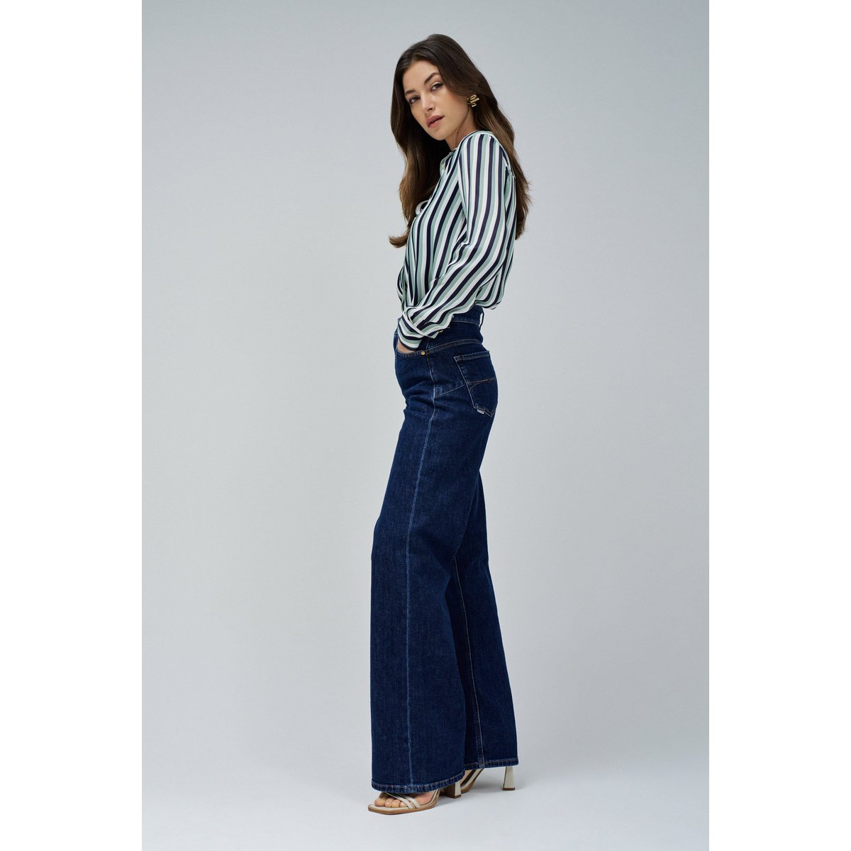 JEAN FAITH PUSH IN WIDE bleu denim, SALSA JEANS
