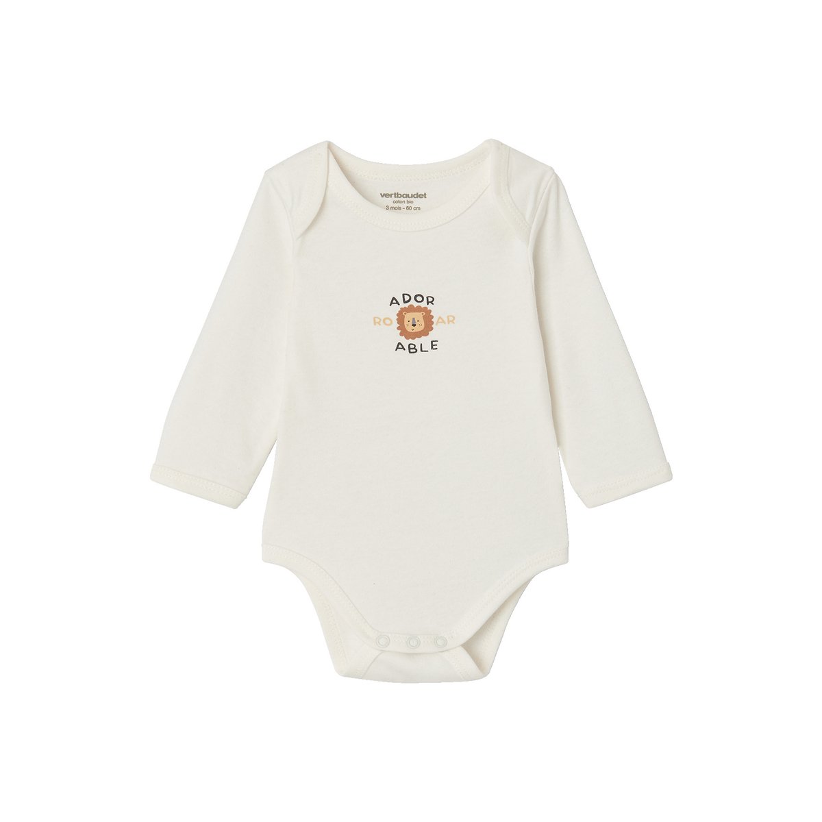 Lot de 3 bodies manches longues noisette, VERTBAUDET