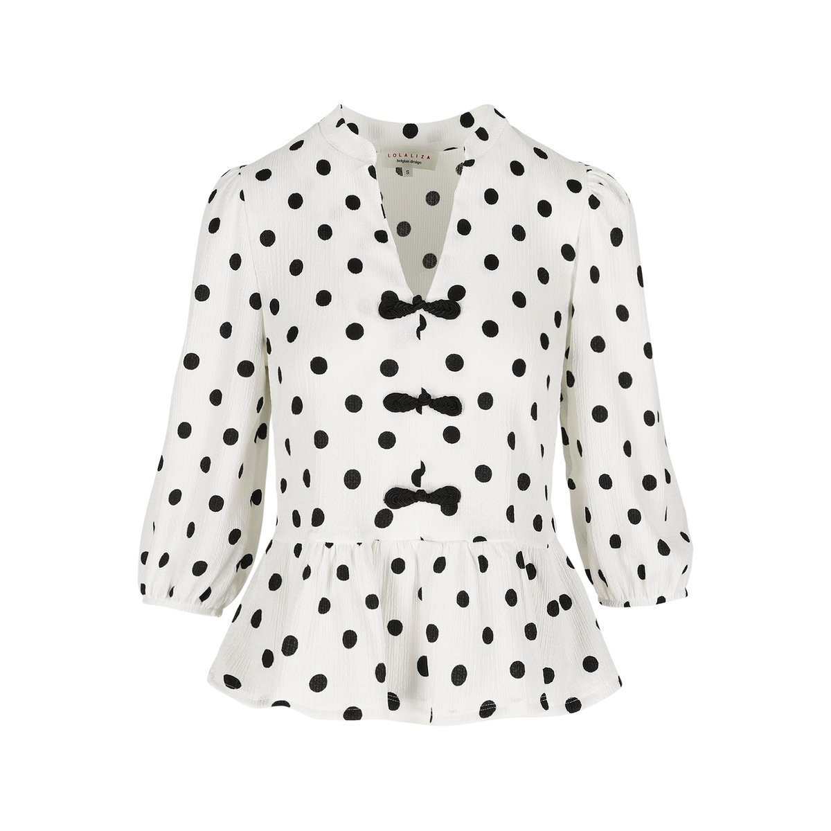 Top péplum à pois blanc casse, LOLALIZA