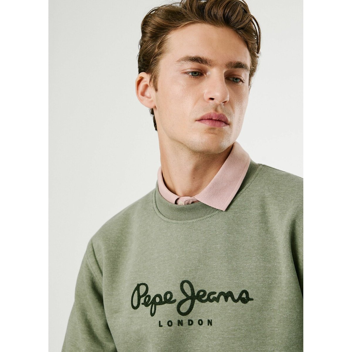 Sweat col rond Macbeth kaki, PEPE JEANS