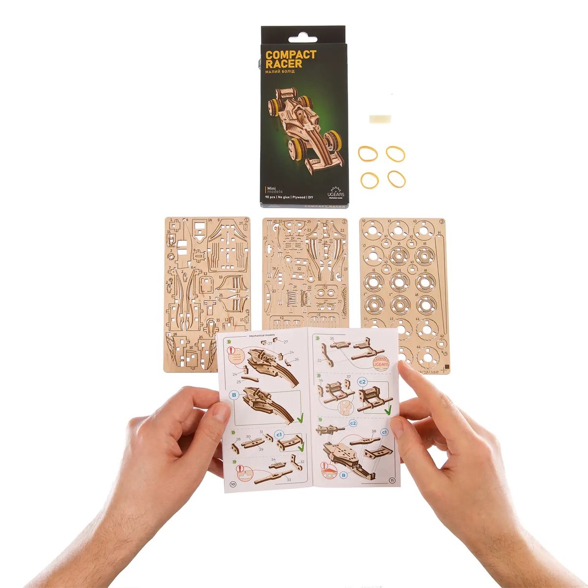 Puzzle 3D Mini bolide beige, UGEARS