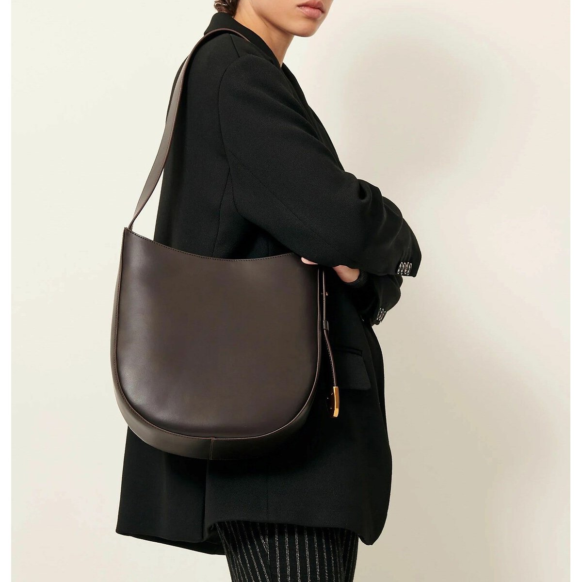 Grande Amo Leather Hobo Bag coffee, SESSUN