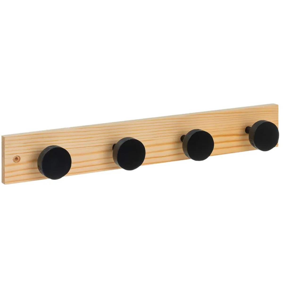 Portemanteau mural bois et noir 4 crochets 40x5.5x6cm bois, WADIGA