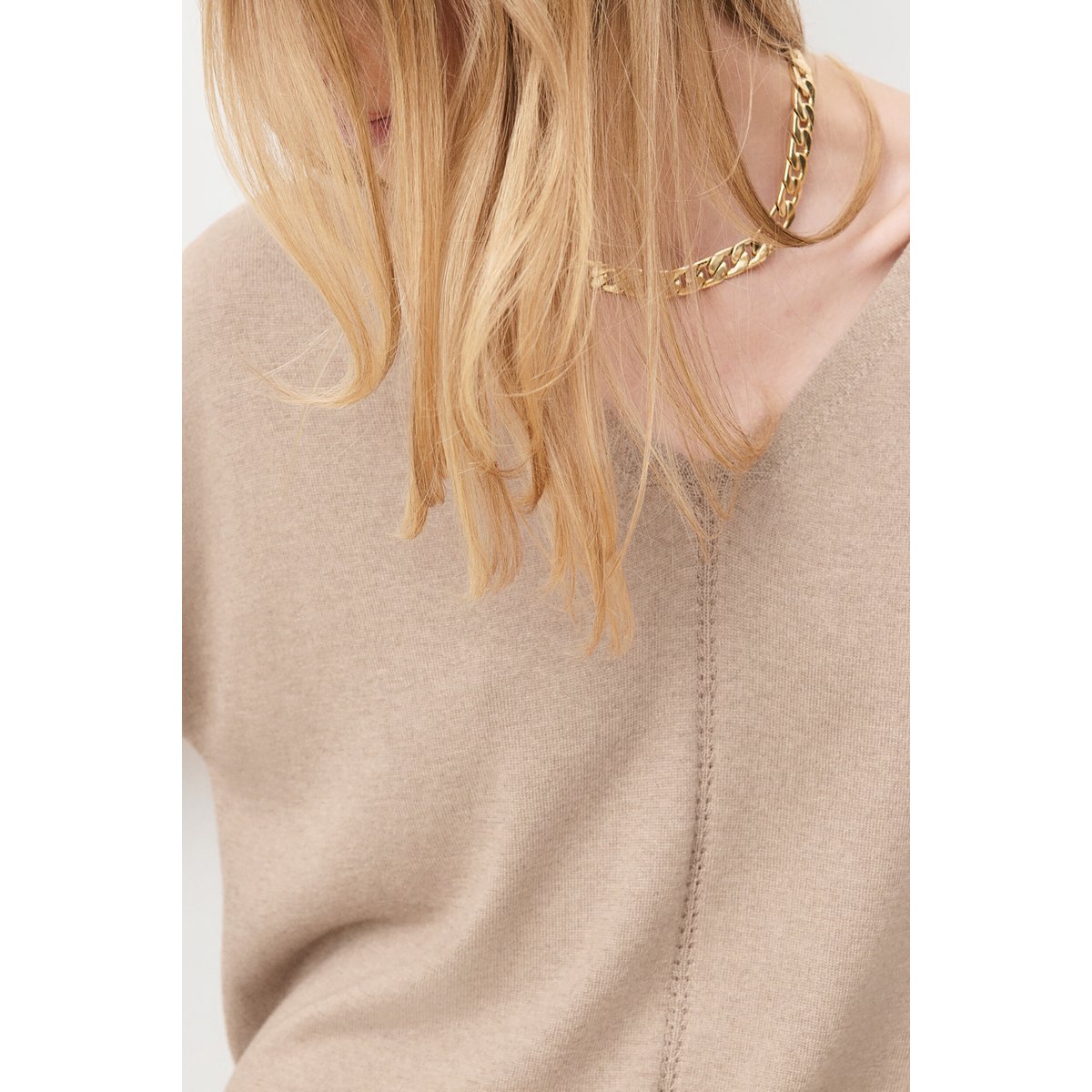 Pull ample col v MRACHEL marron clair, CAROLL
