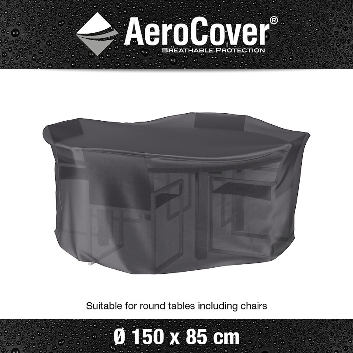 Garden Set Round Cover 150x85cm grey, AEROCOVER