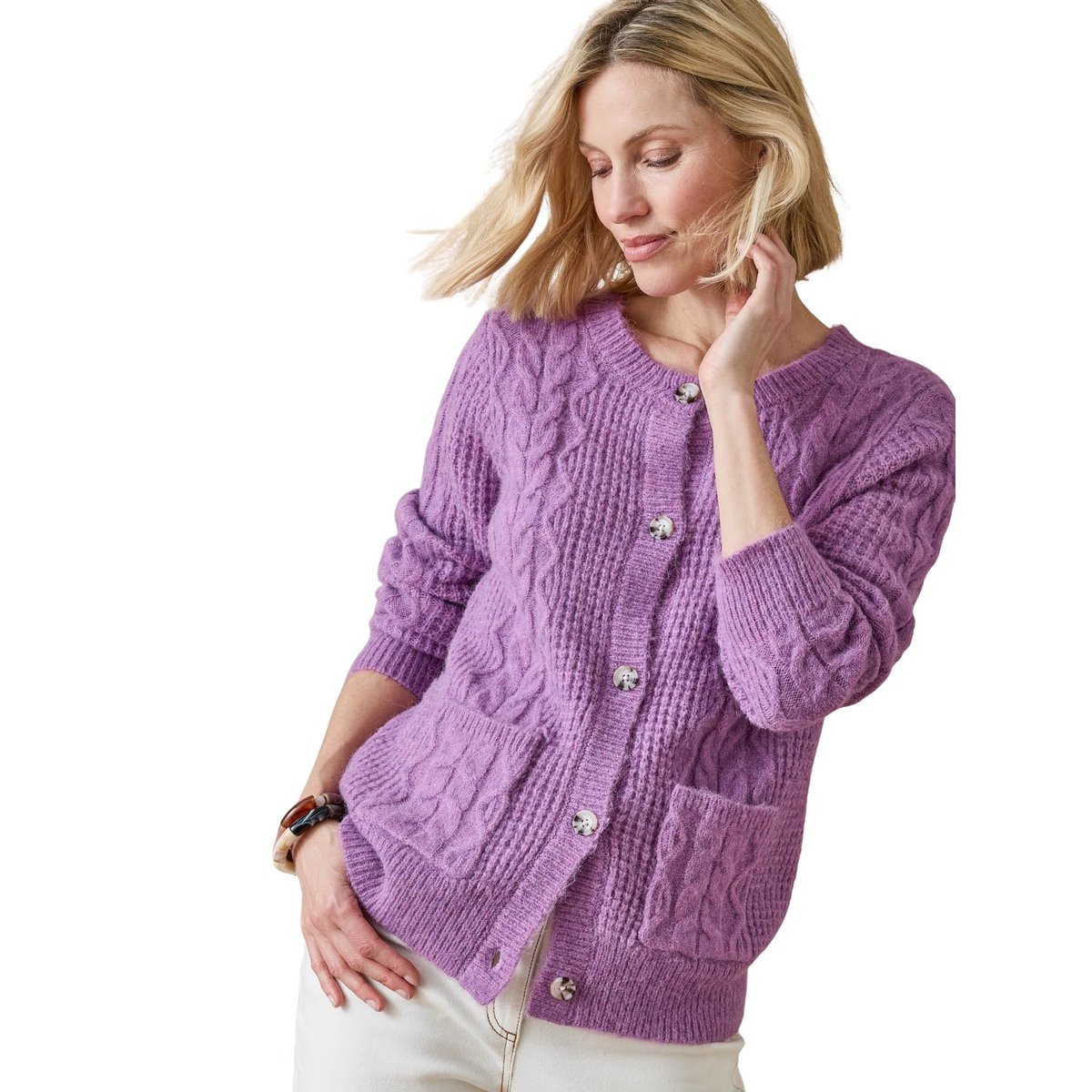 Gilet maille fantaisie violet, DAXON