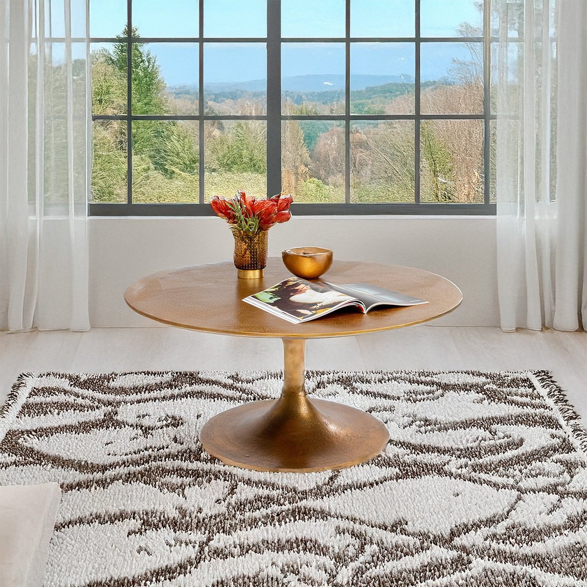 Table basse ronde en aluminium, MOROCCO or, KARE DESIGN