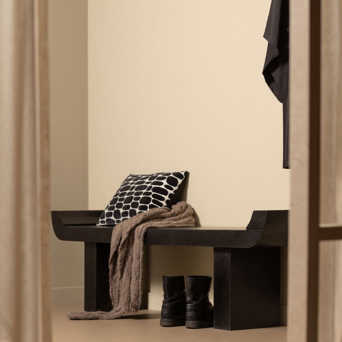 Banc japandi en bois L183cm- LOX noir, WOOOD