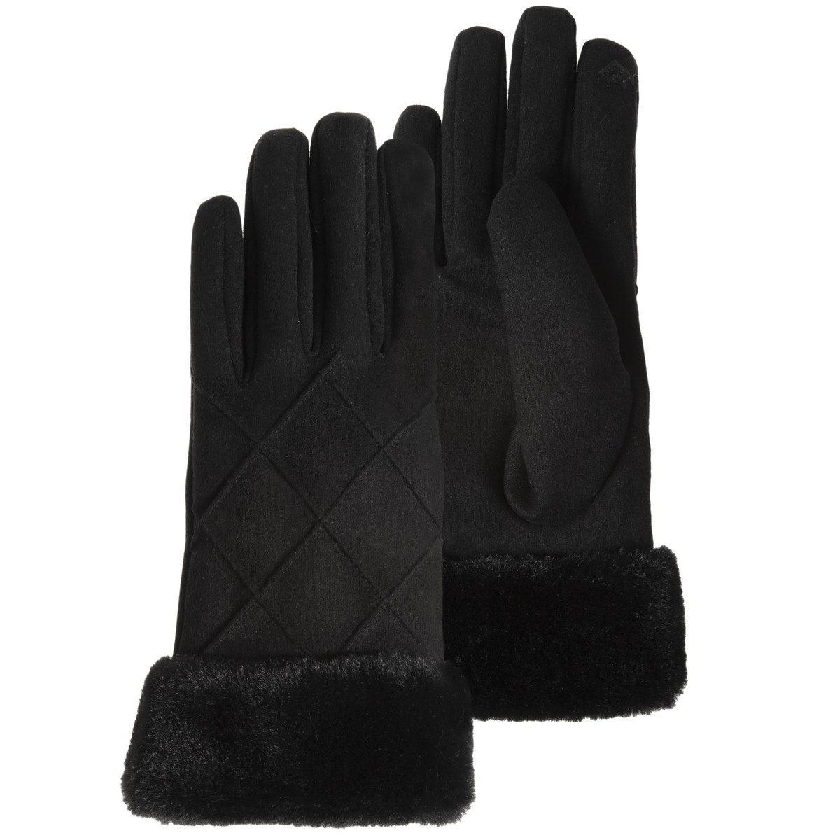 Gants tactiles, chauds, doublés imitation fourrure, taille unique noir, ISOTONER
