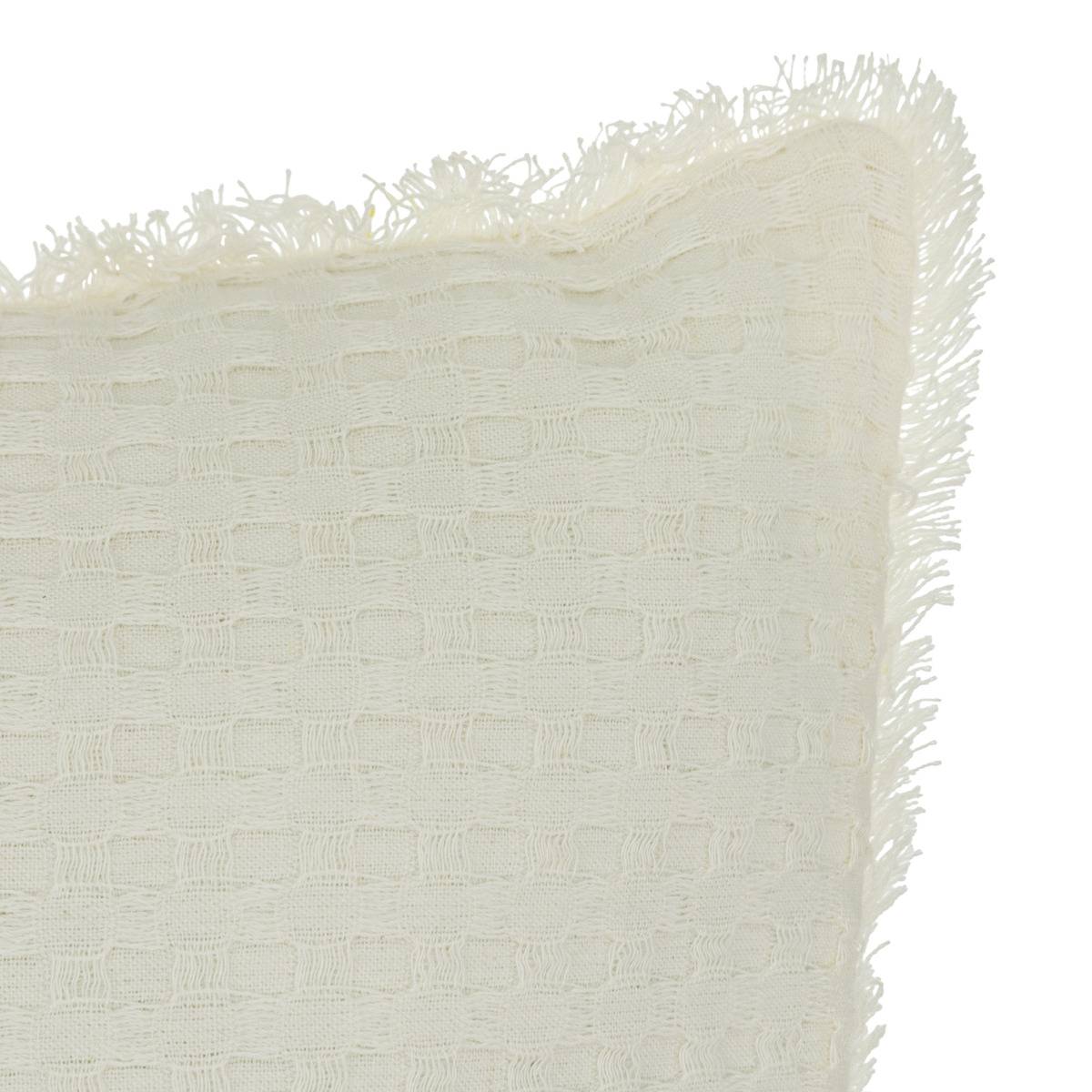 Coussin déhoussable à franges WIDDY ivoire, ATMOSPHERA