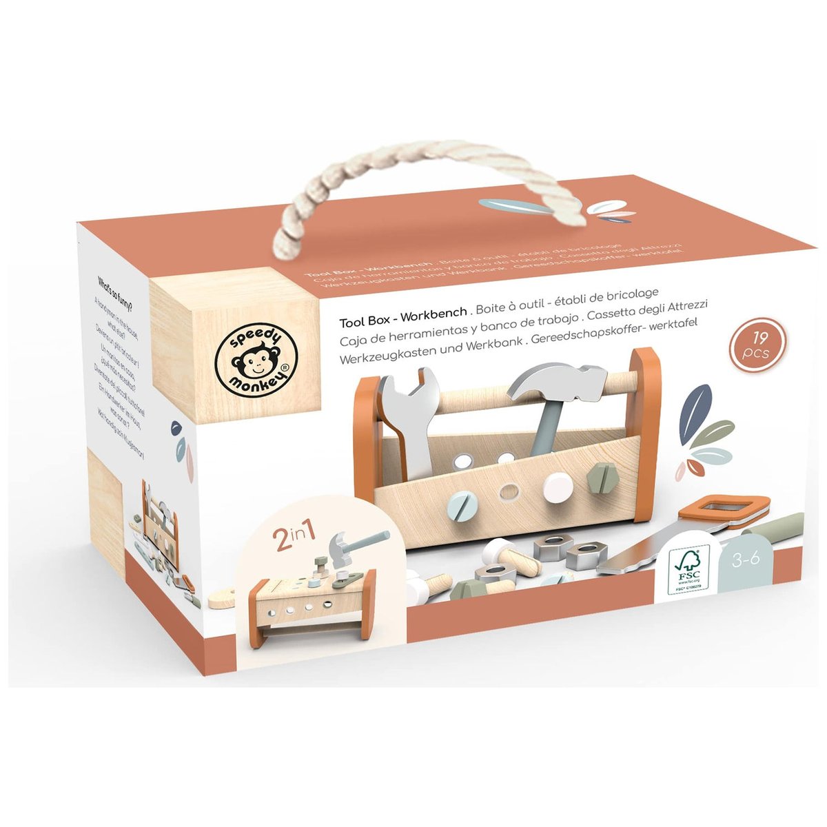 Boîte à outil et établi de bricolage (2 en 1) multicolore, SPEEDY MONKEY