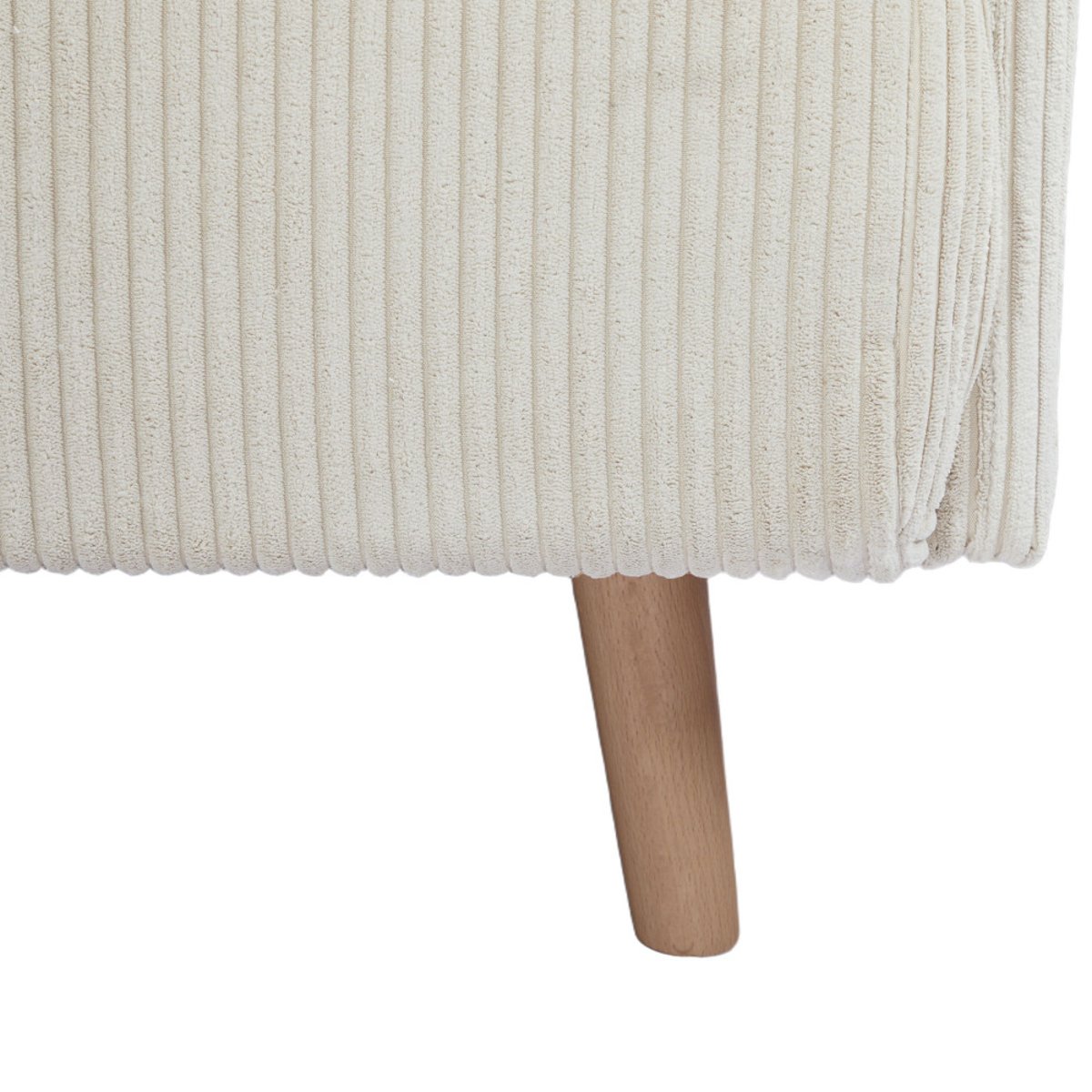 Canapé convertible 2 places en velours côtelé pieds bois clair- BELUSHI beige, DRAWER