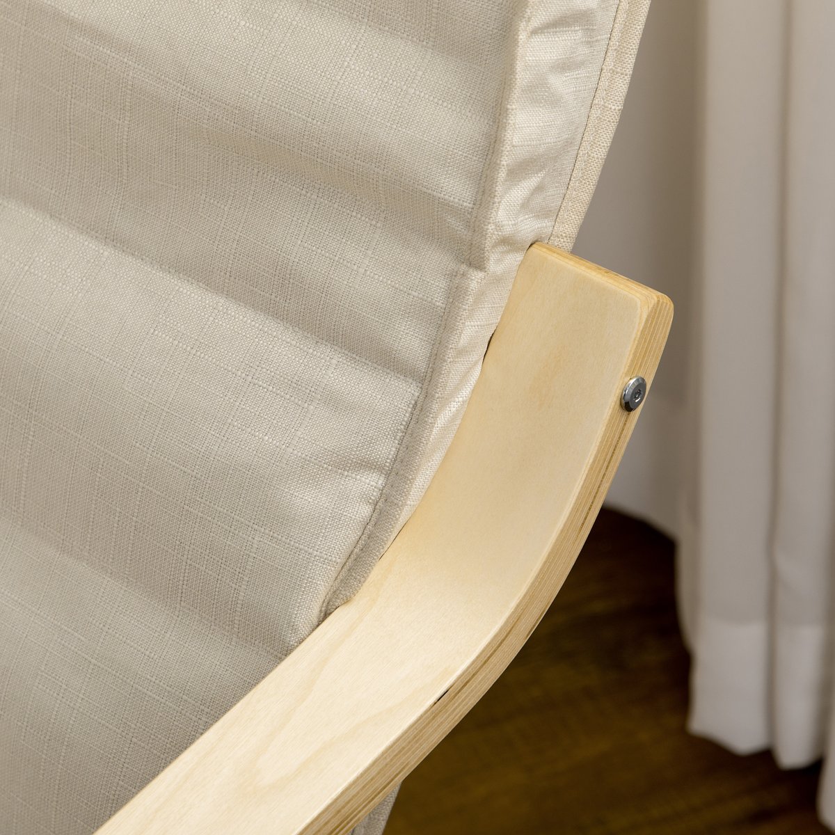 Accent Chair Lin (100% polyester) Crème crème, bois naturel, HOMCOM
