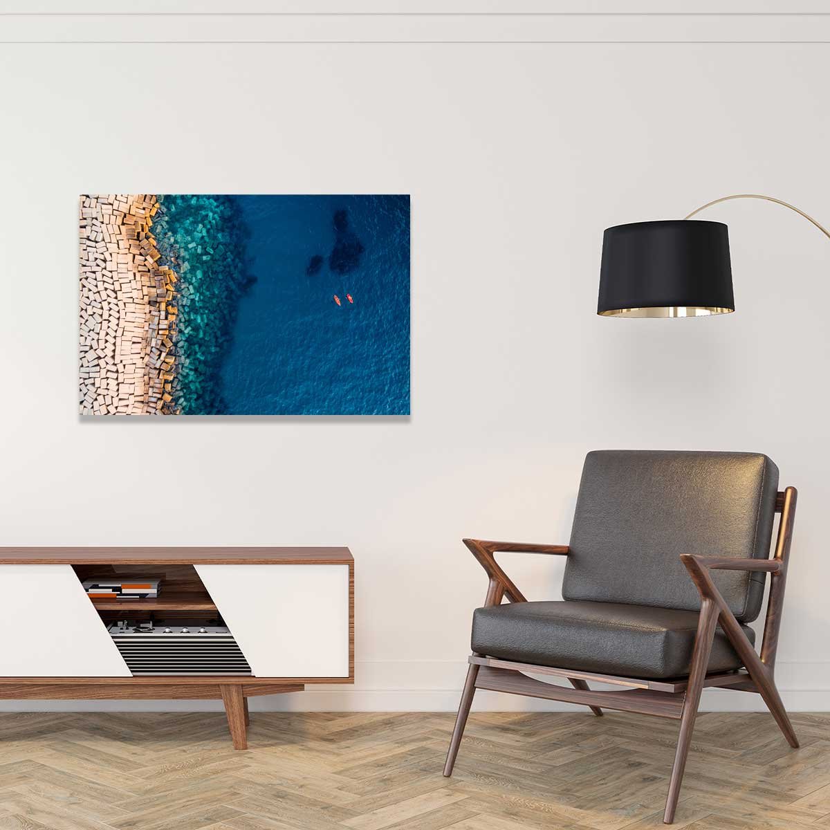 Tableau digue vue d'en haut tableau alu dibond, HEXOA