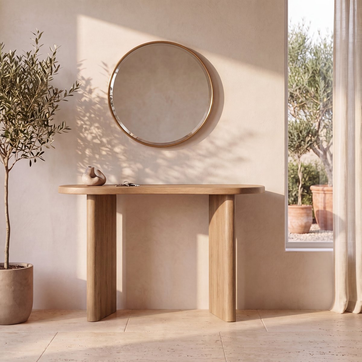 Console en bois massif de mindi - BRANDAN marron clair, MAISON PAVANE