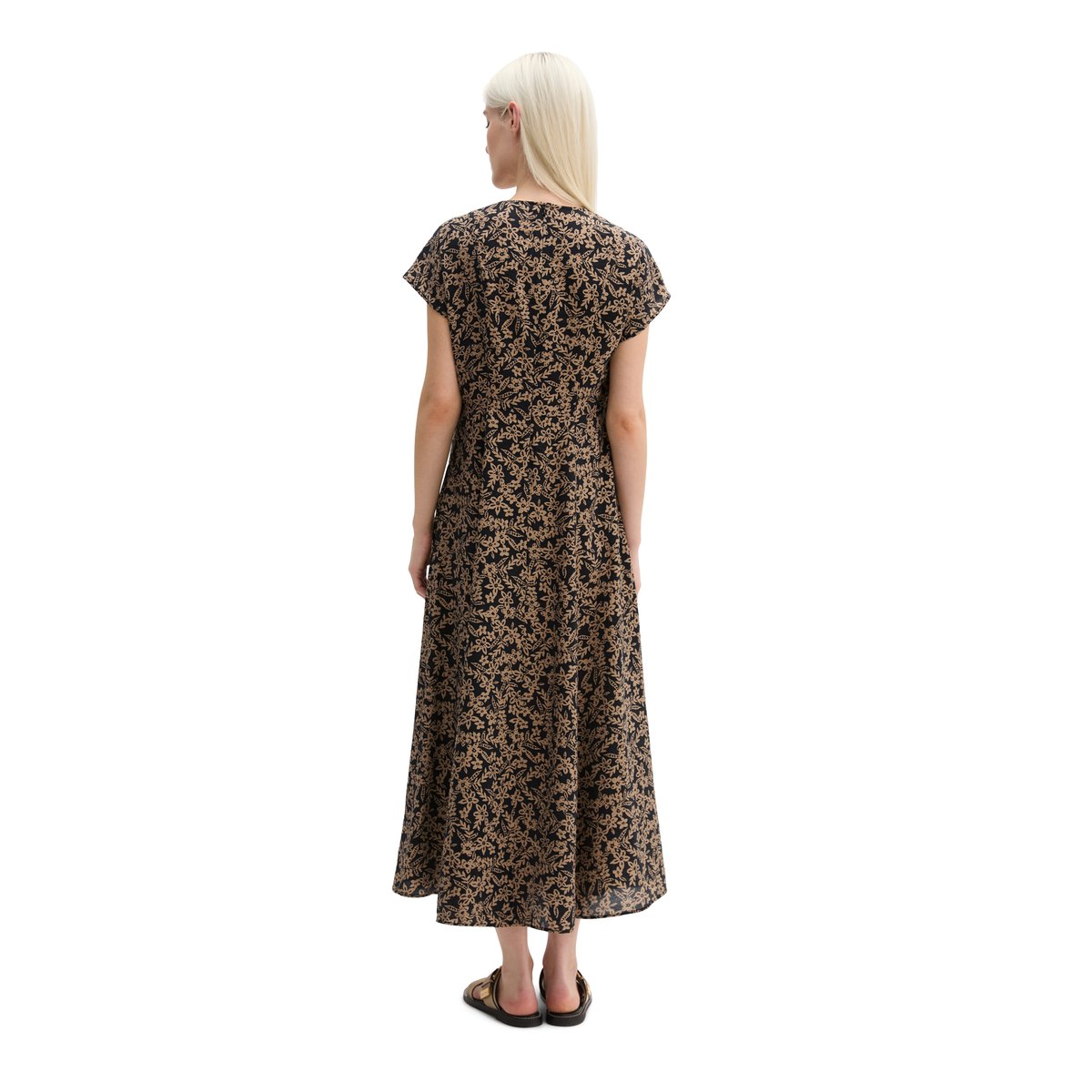 Robe crinkle shaped en mélange de viscose imprimée bleu foncé, MARC O'POLO