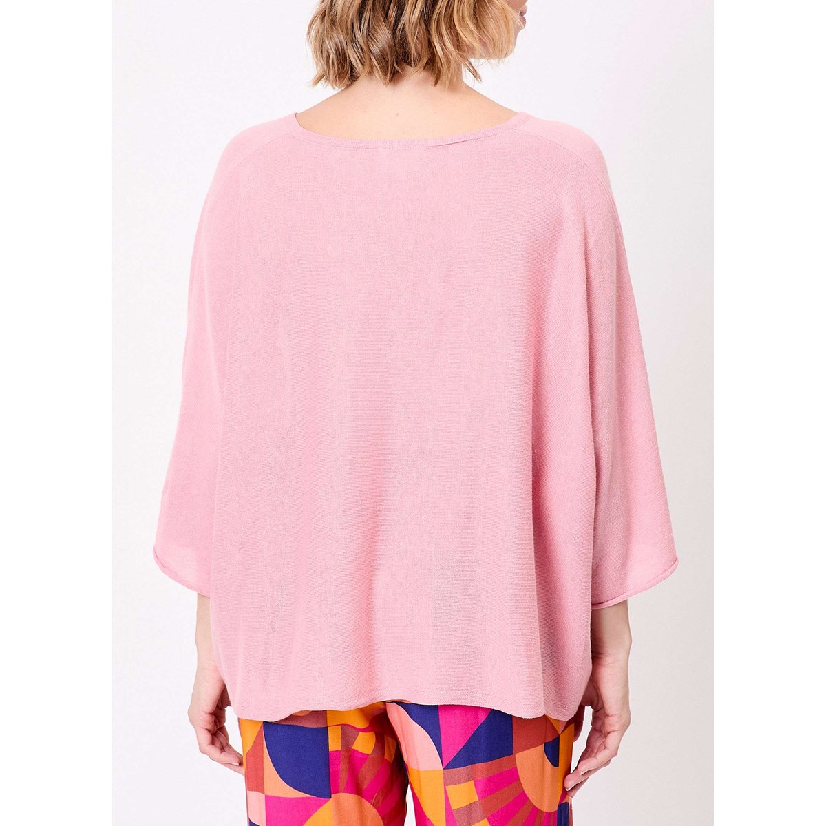 Pull uni en maille fine et légère AMIL rose poudre, LA FIANCÉE